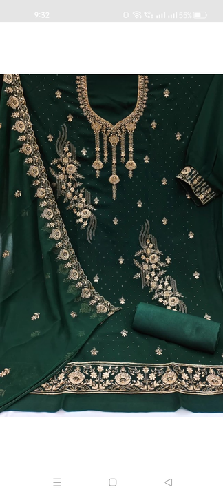 Pakistani Georgatte Hand Dimond Embroidery work suit material  uploaded by 1 Place For All Fashion  on 3/8/2023