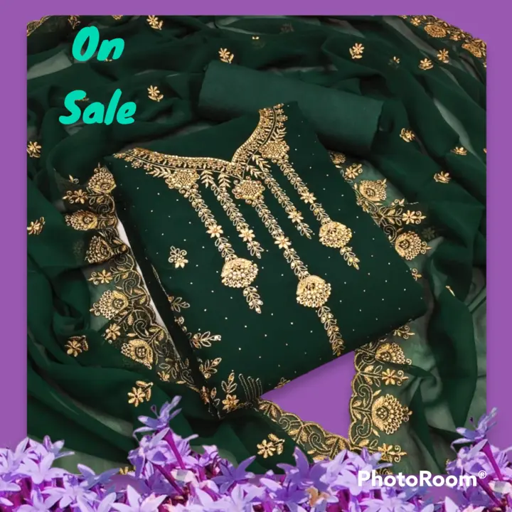 Product image with price: Rs. 499, ID: pakistani-georgatte-hand-dimond-embroidery-work-suit-material-e9bb3b98