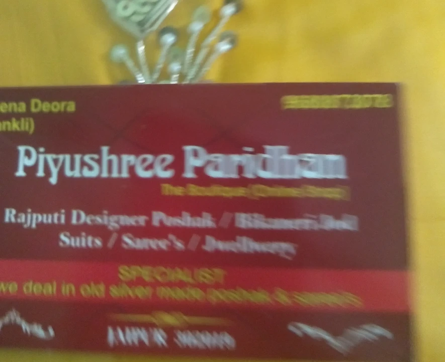 Visiting card store images of Piyushree Paridhan