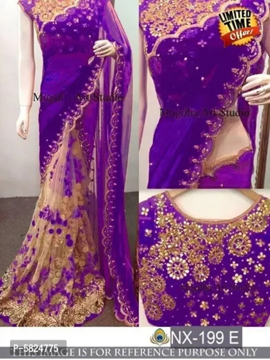 Georgette Net Half and Half Embroidered Sarees uploaded by Shreeji New Fashion on 3/8/2023