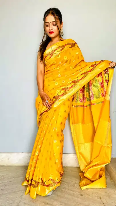 Banarasi fancy daybal Sami Georgette fabric uploaded by Banaras art silk on 5/28/2024