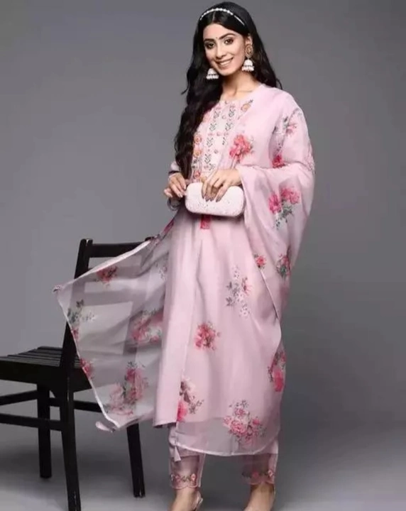 Womans coton embroidry work kurta pant with dupatta sets uploaded by business on 3/8/2023