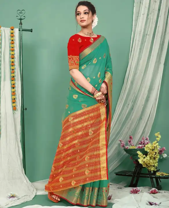 Product image of Ladybook Soft Cotton Jecard Mina Saree, price: Rs. 549, ID: ladybook-soft-cotton-jecard-mina-saree-2136345b