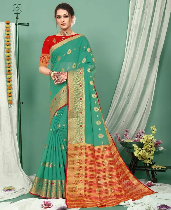 Product image of Ladybook Soft Cotton Jecard Mina Saree, price: Rs. 549, ID: ladybook-soft-cotton-jecard-mina-saree-407d4696