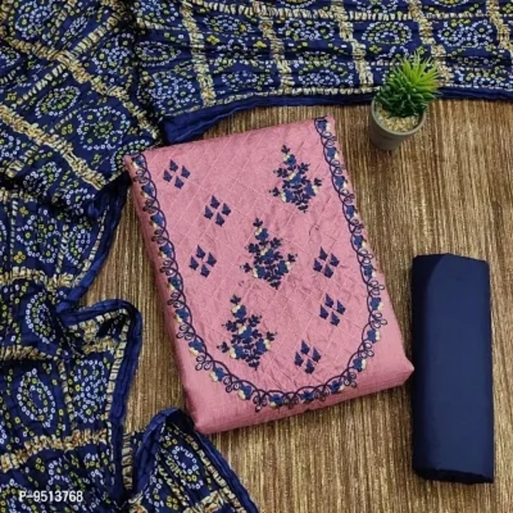 Stylish Cotton Silk Dress Material With Dupatta Set uploaded by Shreeji New Fashion on 3/8/2023