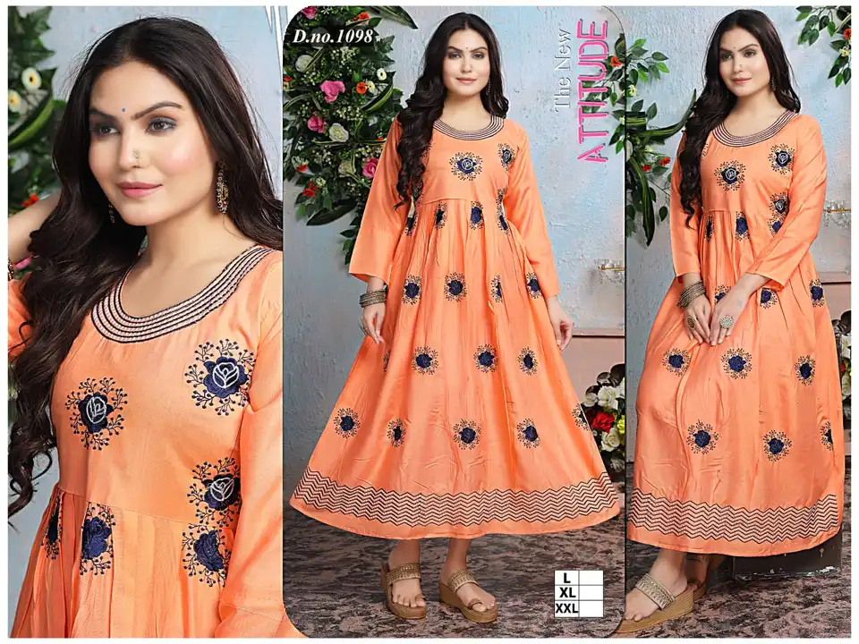 Fancy long ghera work kurtis xl xxl  uploaded by Radha Creation , Maira sales for Readymade items on 3/9/2023