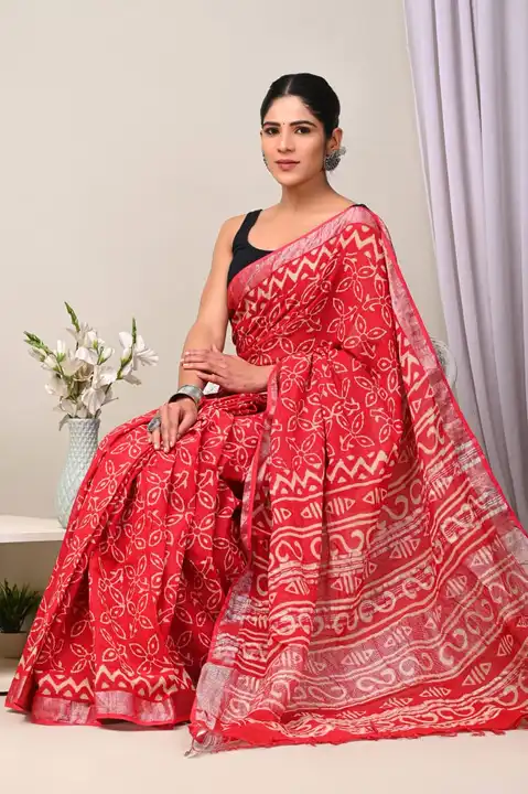 Cotton linen saree  uploaded by Bagru printers Store  on 3/9/2023