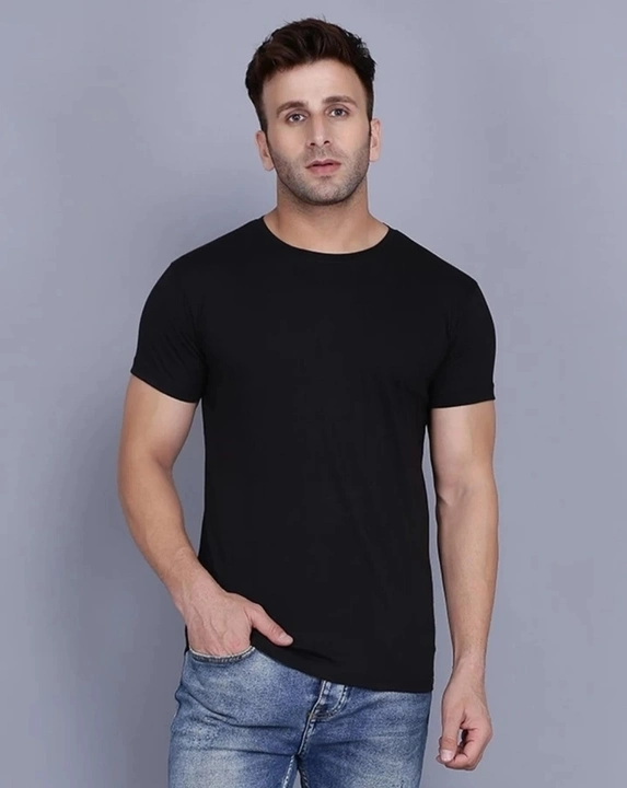 Plain black cotton T-shirt for men (m) uploaded by business on 3/9/2023