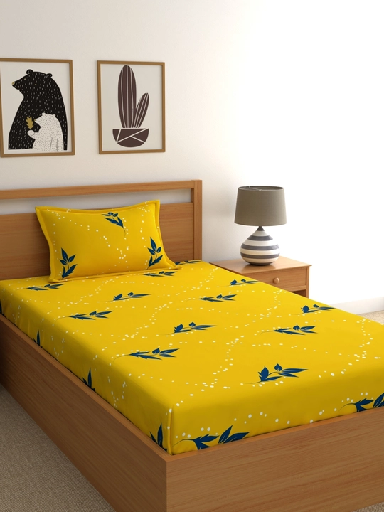 Floral Yellow Single Bedsheet uploaded by Esskay International on 3/9/2023