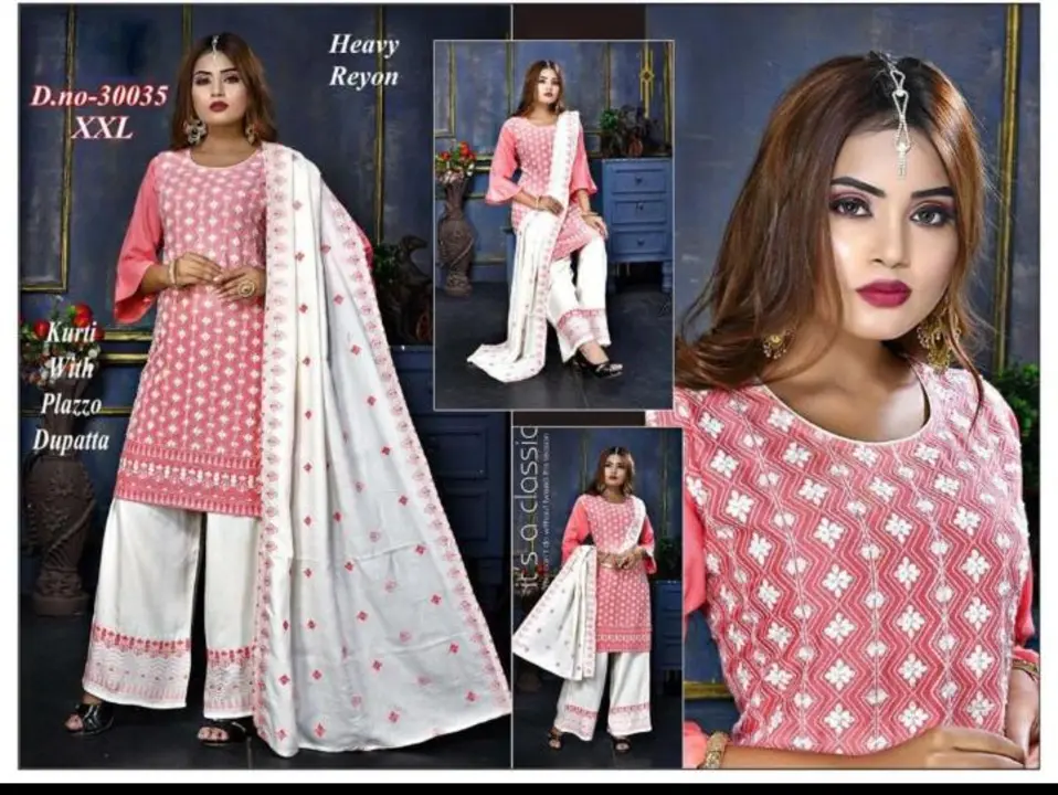 Reyon kurti with dupatta and pents uploaded by Richest Fashion on 3/9/2023