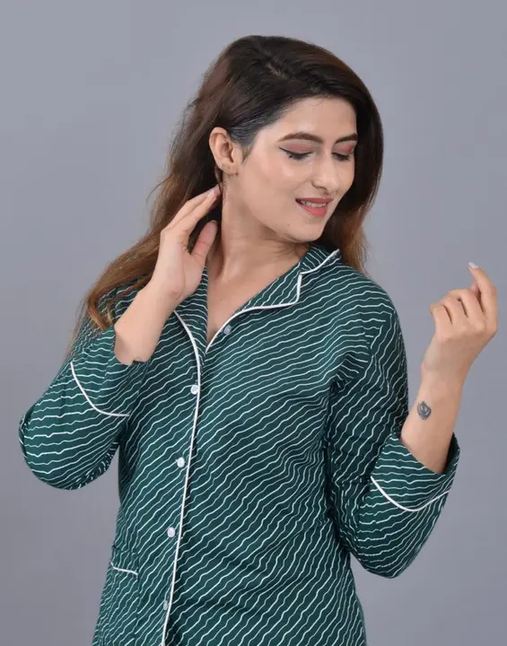 Ladies Rayon Night Suits
Size: M,L, XL, XXL
Top length: 26inch
Sleeves: 3/4th
Pajama length: 39inch
 uploaded by Ganpati handicrafts  on 3/9/2023