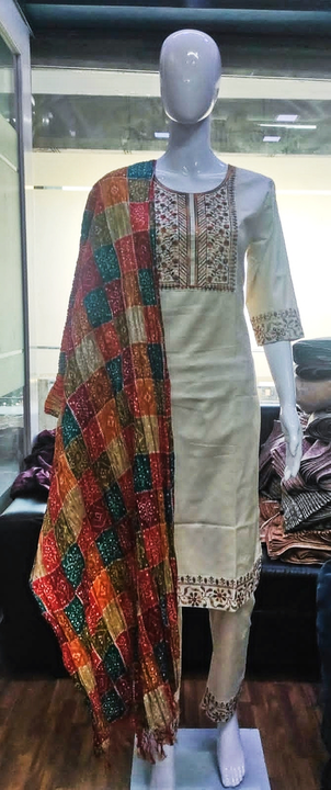 Khadi cotton 3 piece with bandhni dupatta uploaded by Amaira Designs on 5/10/2024