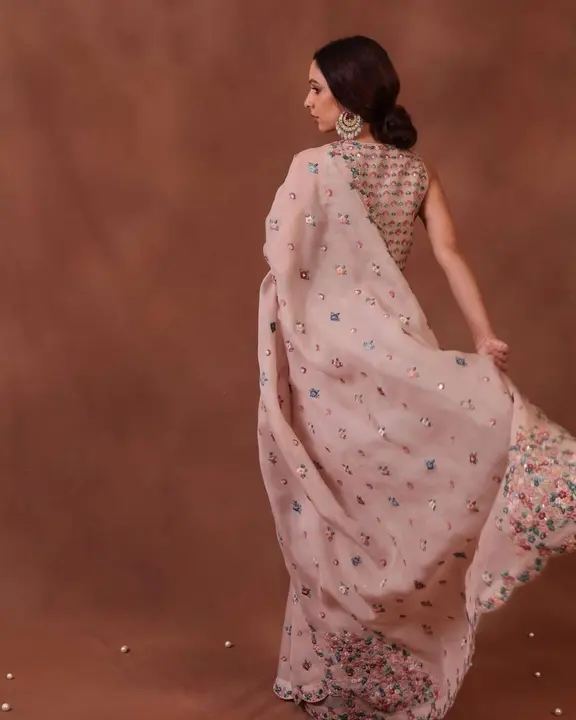 Soft chinon silk embroidery saree uploaded by ANJANA ENTERPRISE on 3/9/2023
