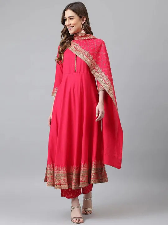 Rayon Anarkali kurti pant and duppata set
Size: M,L,XL,XXL
Kurti length: 50inch
fabric: Rayon
Sleeve uploaded by Ganpati handicrafts  on 3/9/2023