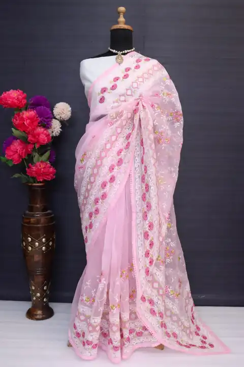 Organza EMBROIDERED sarees  uploaded by Pehnava Nx on 3/9/2023