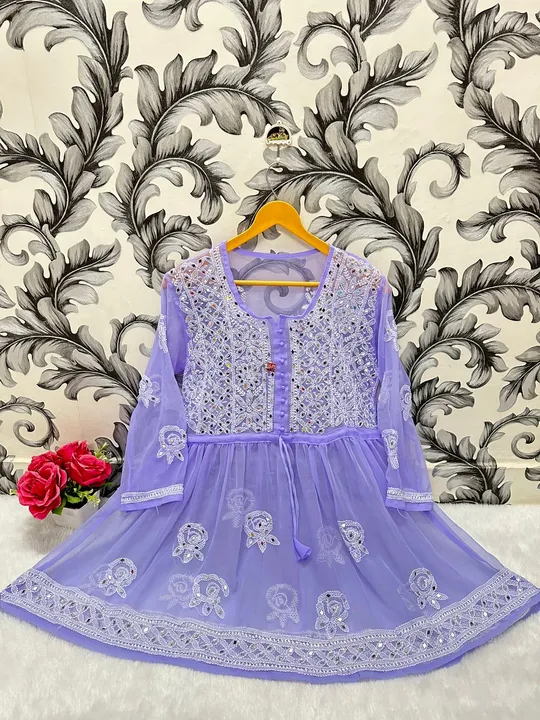 Short gown on mirror work uploaded by WARDA lucknow chikankari on 3/9/2023