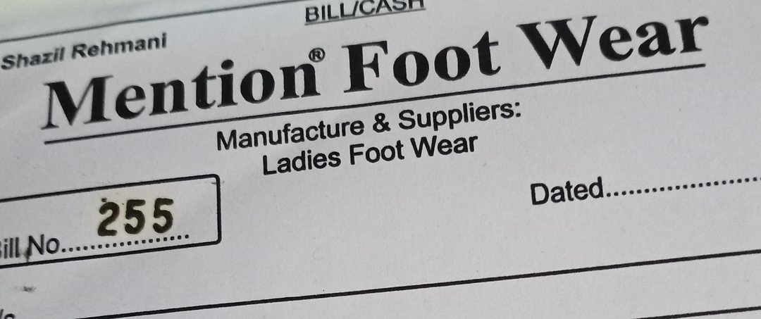 Visiting card store images of Mention foot wear