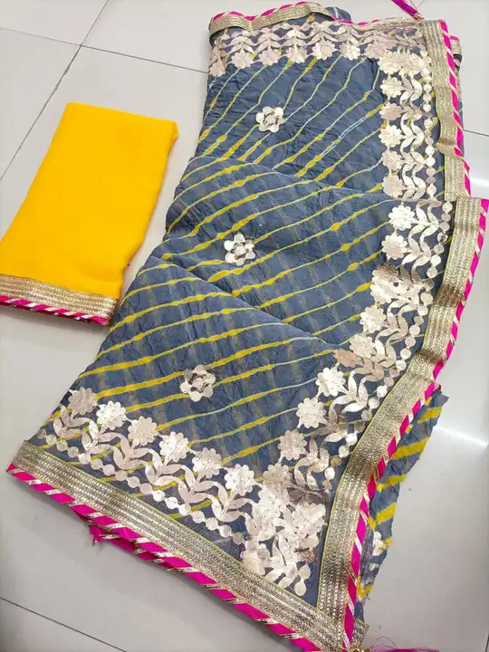 🔱🔱🔱🕉️🕉️🕉️🔱🔱🔱

          New lunching

Sami lehriya ka ari work 

👉nazmin sifon  fabric

👉 uploaded by Gotapatti manufacturer on 3/9/2023