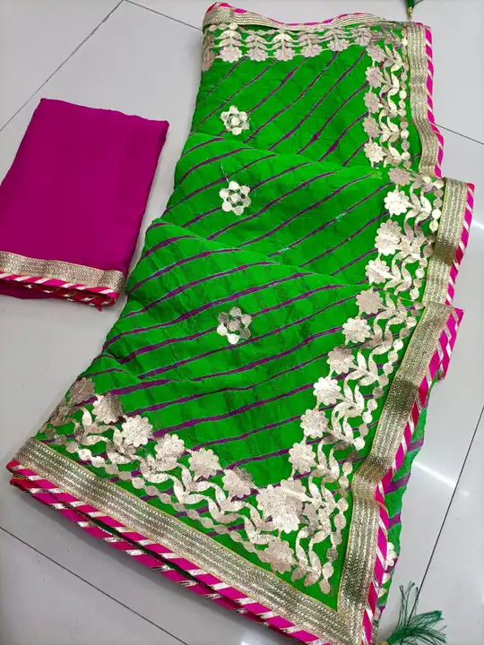 🔱🔱🔱🕉️🕉️🕉️🔱🔱🔱

          New lunching

Sami lehriya ka ari work 

👉nazmin sifon  fabric

👉 uploaded by Gotapatti manufacturer on 3/9/2023
