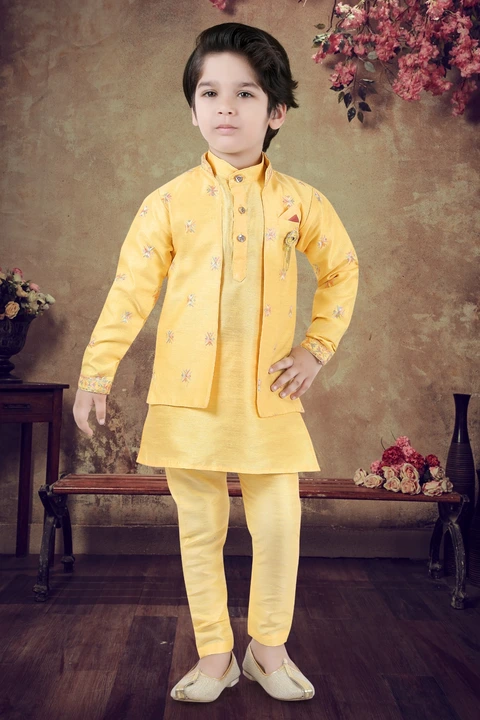 Boys Open Jacket with Kurta Pyjama Set uploaded by Arth Apparel on 3/10/2023