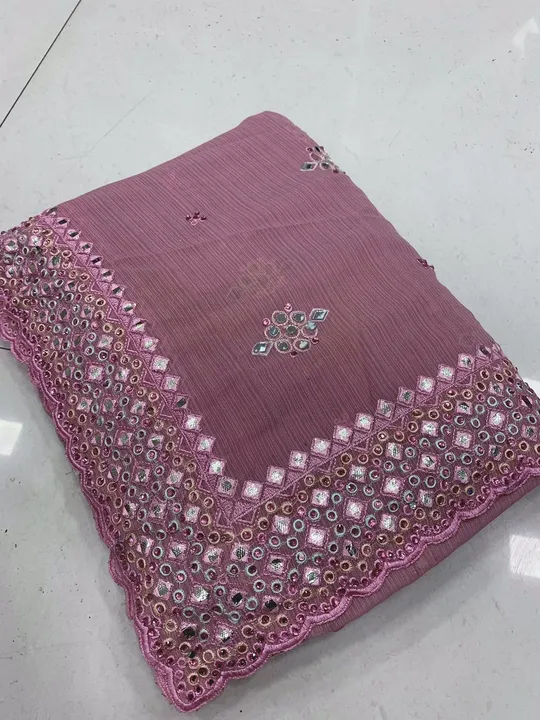 Mirror work party wear saree uploaded by pink Rose fashion Store  on 3/10/2023