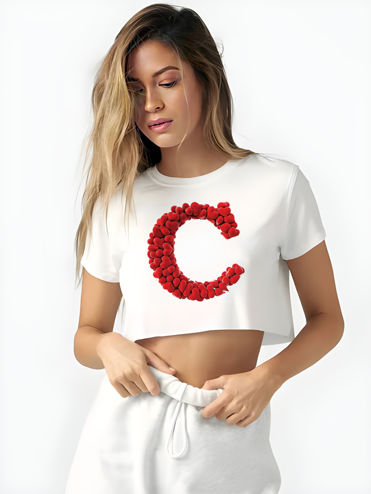 Alphabet crop top available  uploaded by T-shirt wale Chacha / TINT -VERITY OF COLORS on 3/10/2023