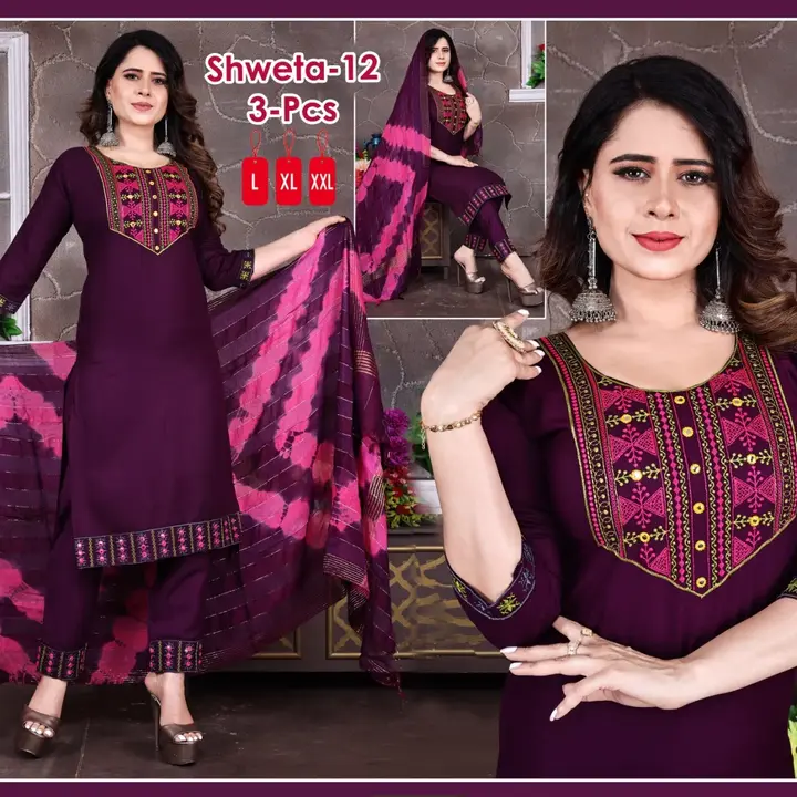 SHWETA 3PC COMBO RAYON WORK uploaded by YASHRAJ Textiles on 3/10/2023