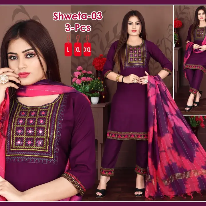 SHWETA 3PC COMBO RAYON WORK uploaded by YASHRAJ Textiles on 3/10/2023