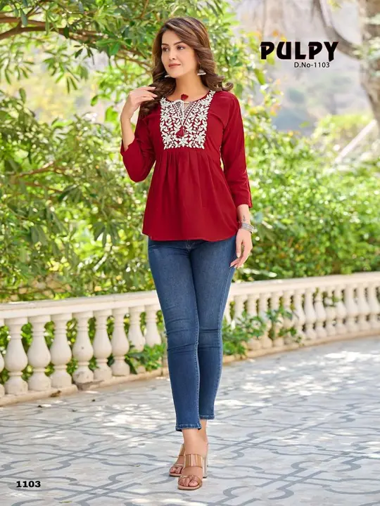 New Rayon Top with embroidery work  uploaded by Vihu fashion on 3/10/2023