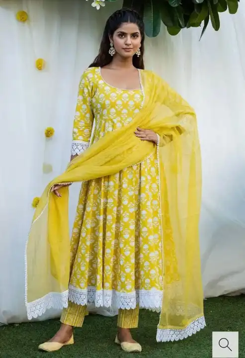 Pure cotton anarkali kurta pant and dupatta set  uploaded by Aleexa Outlet on 3/10/2023