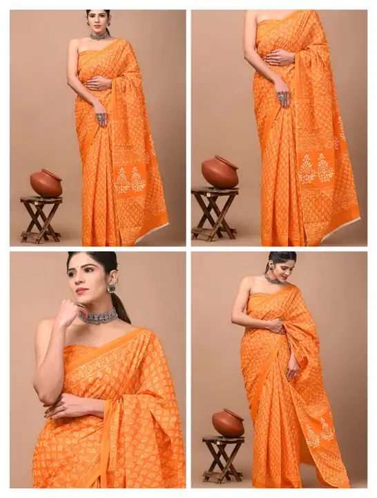 Post image 🍁NEW ARRIVAL 🍁

🍁Bagru Block Print Cotton mulmul sarees with blouse 

🍁All saree with same blouse 

🍁Fabric: mulmul cotton(92*80)

🍁Saree lenght:- 5.5m

🍁Blouse lenght:- 1m

🍁price:- 700 Rs only😊👍