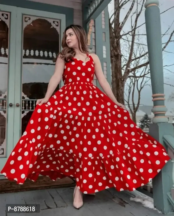 Stylish Fancy Rayon Dot Print Dress uploaded by Udaan on 3/10/2023