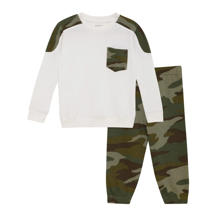 Kids waffle top and camo pant uploaded by Baby's Pride Creation on 3/10/2023