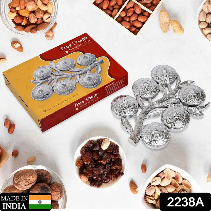 2238A Zoomkha Tree Shape 6Pc Storage Serving Tray Multipurpose Snack And Dry Fruit Serving Tray For  uploaded by DeoDap on 3/10/2023