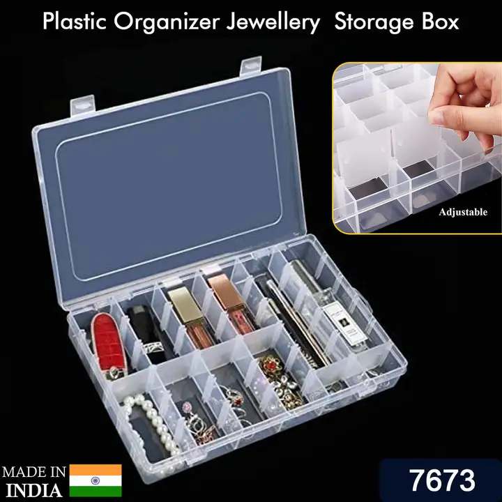 7673 36 Grids Clear Plastic Organizer Box with Adjustable Compartment Dividers, Jewellery Storage Or uploaded by DeoDap on 3/10/2023