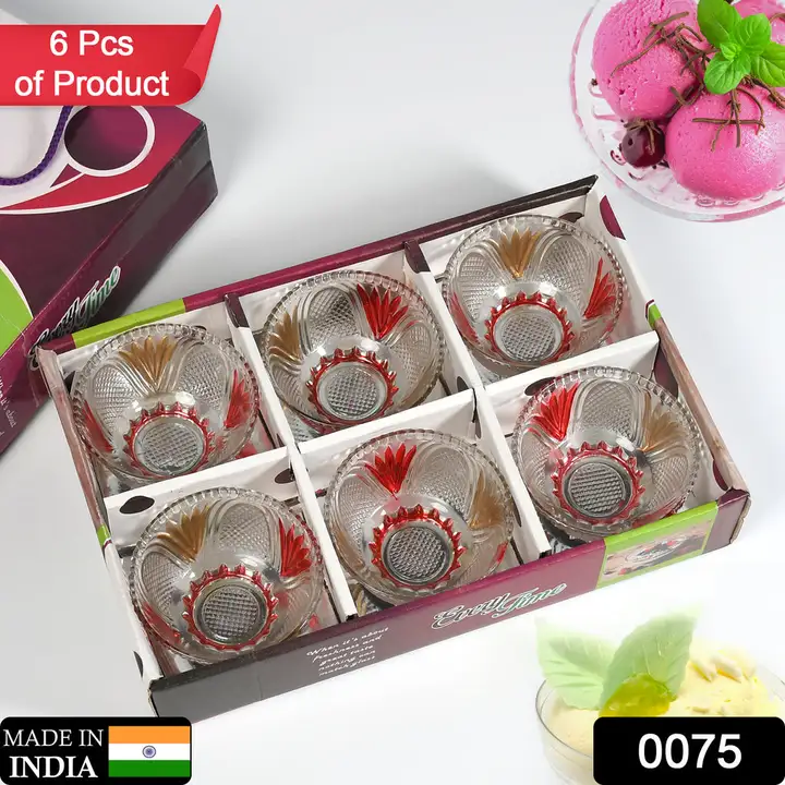 0075 Bowl Set 6pc Crockery Store Glass Bowls Set Serving Dry-Fruits, Sweets, Candy & Multiuse Bowl ( uploaded by DeoDap on 3/10/2023