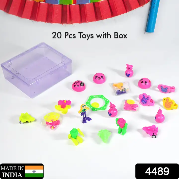 4489 20pc Mix All New Toy With Plastic Commander Container , Mix All Types Playing Toy For Kids uploaded by DeoDap on 3/10/2023
