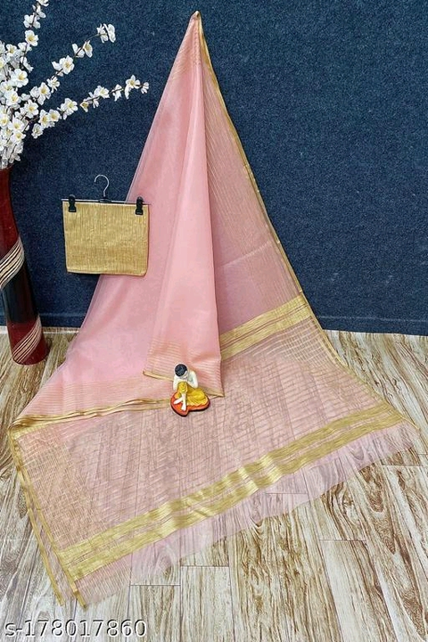 Beautyfull orgenza saree with blouse uploaded by Surat fashion on 3/10/2023