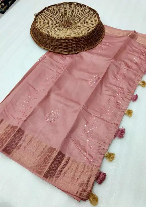 Soft cotton saree embroidery work  uploaded by Trupti Creation on 3/10/2023