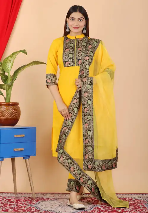 Women yellow lurex fabric kurta pant set uploaded by Karagwals fab on 3/10/2023