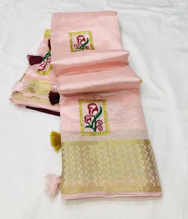 Soft cotton saree with embroidery   uploaded by Trupti Creation on 3/10/2023