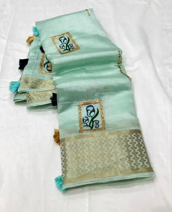 Soft cotton saree with embroidery   uploaded by Trupti Creation on 3/10/2023