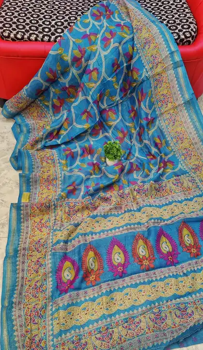 Chanderi silk with Bormala Print  uploaded by Piku textile on 3/10/2023