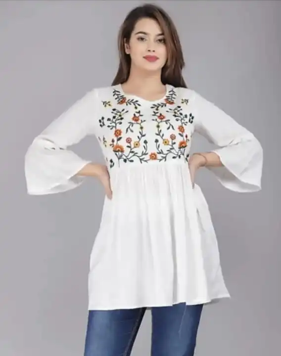 Product image with price: Rs. 169, ID: women-embroidered-white-top-2f597942