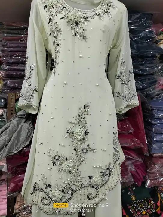 Heavy hand work Pakistani kurti with pant  uploaded by Ayesha dress collection on 5/23/2024
