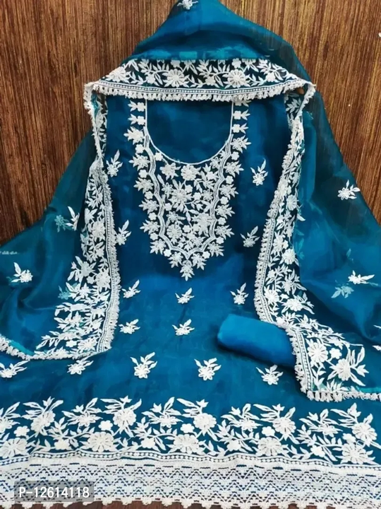 Stylish Organza Embroidred Dress Material With Dupatta  uploaded by Udaan on 3/10/2023