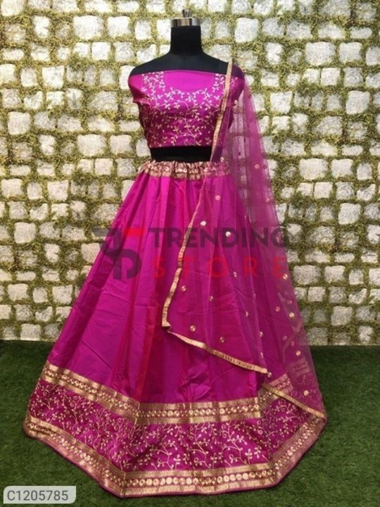 Post image *Catalog Name:* Varnam Special Taffeta Silk Embroidered Lehengas
Price: ₹ 1689/-(₹2283/- --26%dscnt )
Stock- 144 lehengas.
*Details:*
Description: It has 1 Piece of Blouse, 1 Piece of Lehenga, 1 Piece of Dupatta
Fabric; Blouse: Taffeta Silk, Lehenga: Taffeta Silk, Dupatta: Net
Length; Blouse: 15 In, Lehenga: 42 In, Dupatta: 2.1 Mtr
Size: Blouse: Bust : 0.8 Mtr, Lehenga: Waist (In Inches): Free Size Up To 42 inch
Sleeves: Sleeveless
Type; Blouse: Un-stitched, Lehenga: Semi-stitched
Work; Blouse: Embroidered, Lehenga: Embroidered, Dupatta: Embroidered

Designs: 7

💥 *FREE Shipping* 
💥 *FREE COD* 
💥 *FREE Return &amp; 100% Refund* 
🚚 *Delivery*: Within 7 days 
Shop link
https://www.mydash101.com/Shop40797660