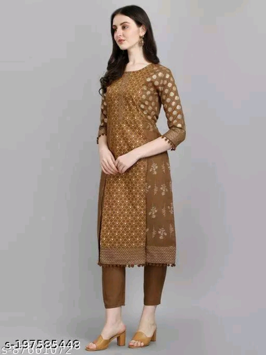 Fancy pure cotton kurta with pant set for girl women uploaded by Ruksha on 3/11/2023