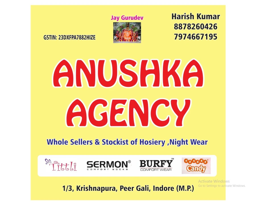 Visiting card store images of ANUSHKA AGENCY