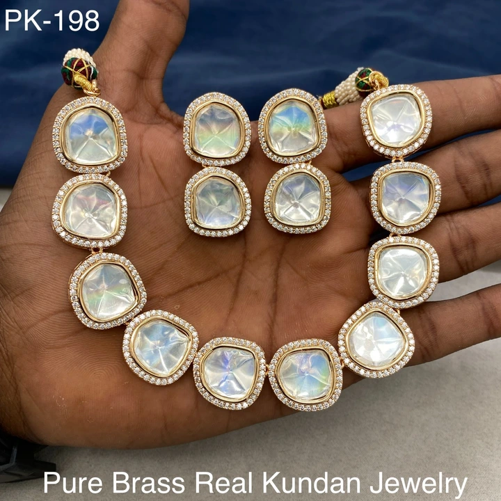 Brass base kundan necklace set  uploaded by Sb designs on 3/11/2023